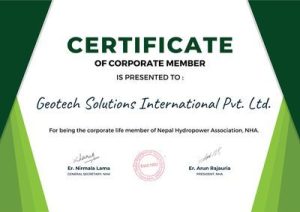 Certificate of corporate membership presented to Geotech Solutions International