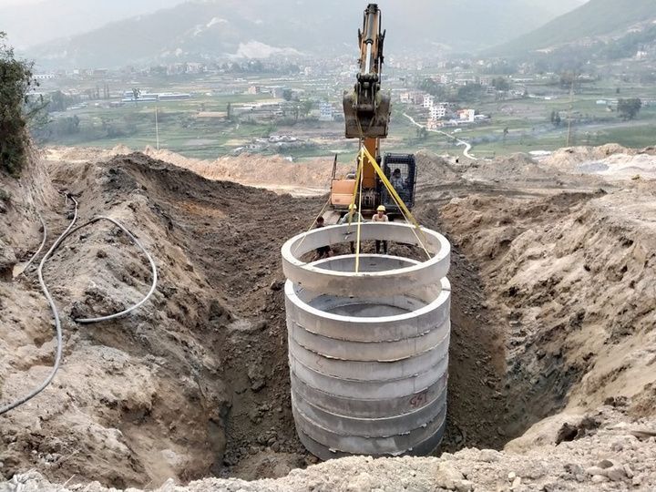 Horizontal drains drilled at Chhaling Eco-housing