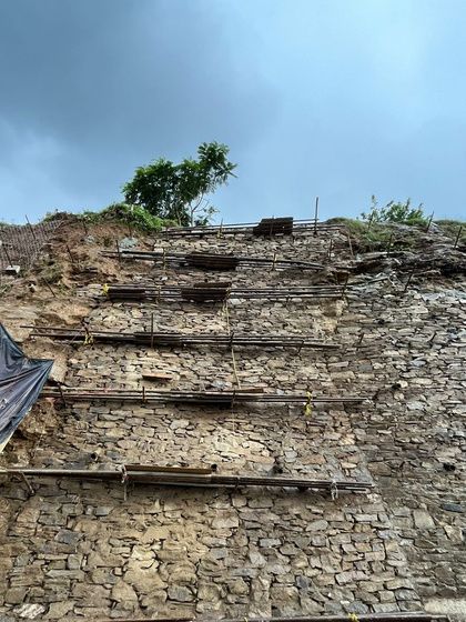 Cut slope mitigation at Manav Sewa Ashram, Besisahar